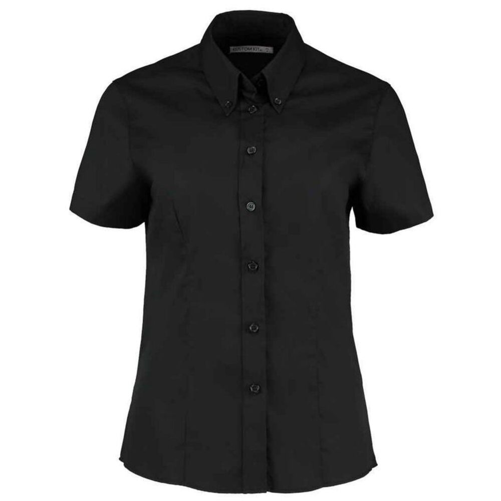 Kustom Kit Womens/Ladies  Oxford Tailored Short-Sleeved Shirt / Black